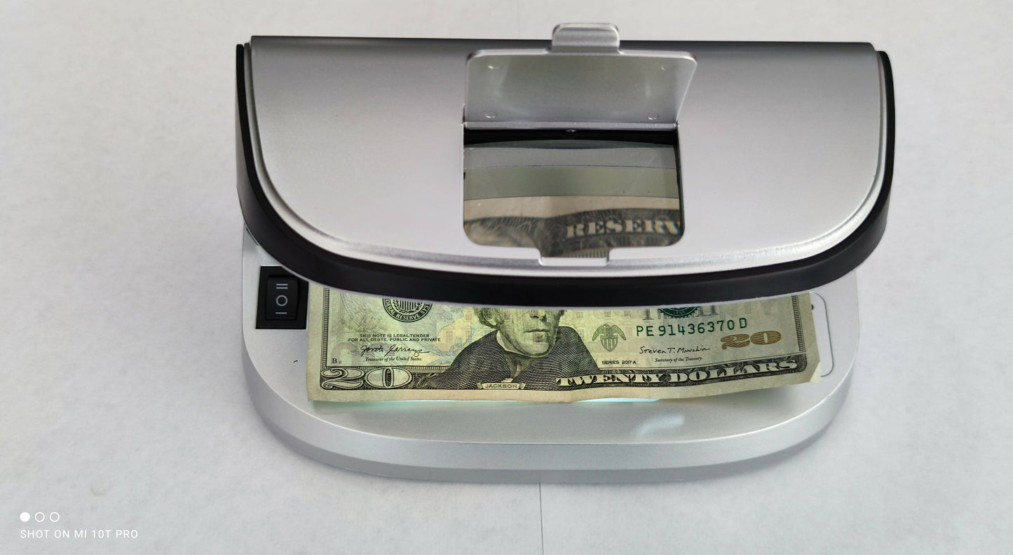 DETECTOR PORTÁTIL UX-11 - LED UV MG BILLETE FALSO DÓLAR EURO NEGOCIO