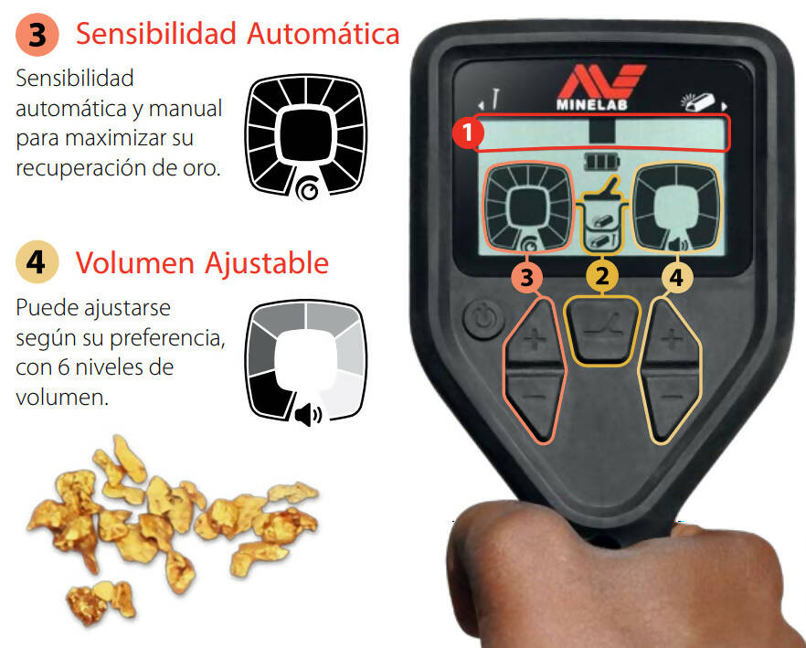 GOLD MONSTER 1000 MINELAB DETECTOR DE METALES - BOBINA BLANCA PEPITAS ORO