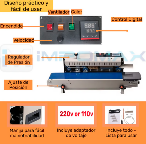 Sellador Horizontal de Banda Continua - Incluye Kit de Números para codificación