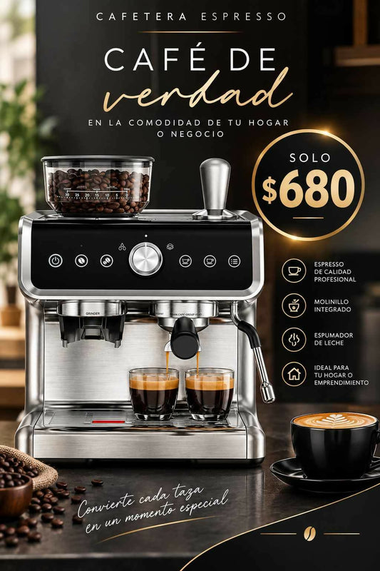 Máquina de Café de 20 Bares de Presión, Cafetera de Café Espresso de Acero Inoxidable