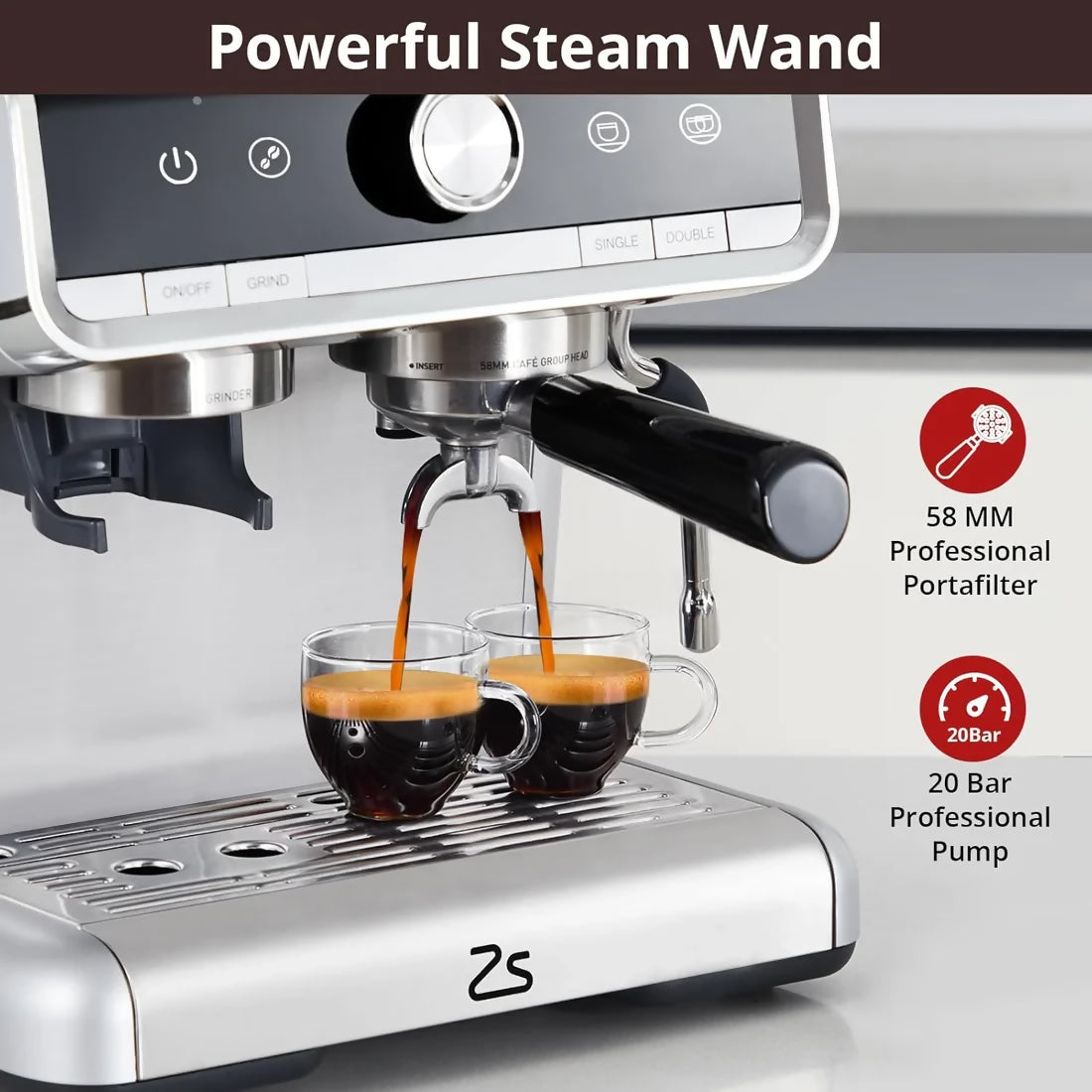 Máquina de Café de 20 Bares de Presión, Cafetera de Café Espresso de Acero Inoxidable
