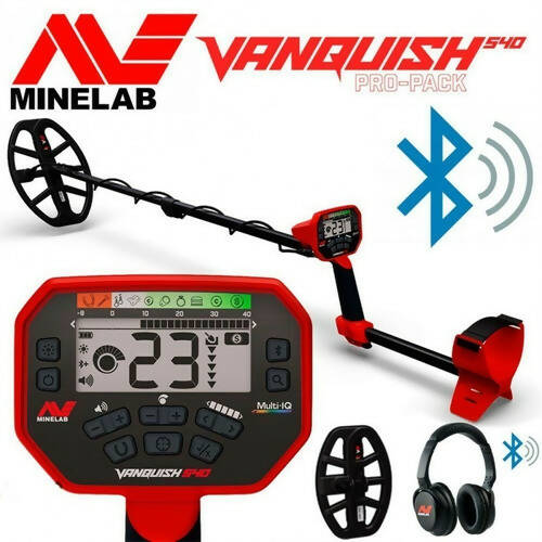 VANQUISH 540 MINELAB - DETECTOR DE METALES CON BOBINA V12 Y AURICULARES CABLEADOS